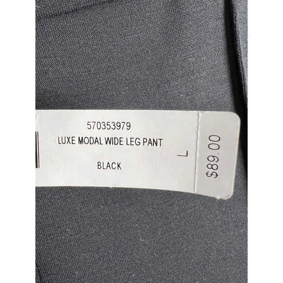 Soma Luxe Modal Wide Leg High Rise Pull On Pants  Women's Size Large Black NWT - Picture 3 of 9